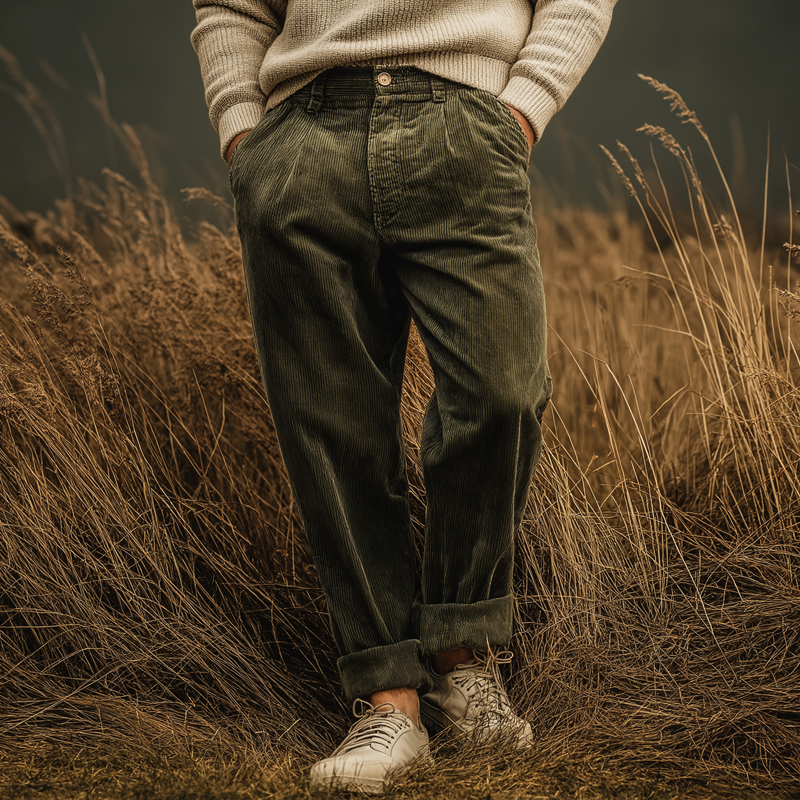 Men's Classic Army Green Corduroy Casual Pants MTA0698K3U