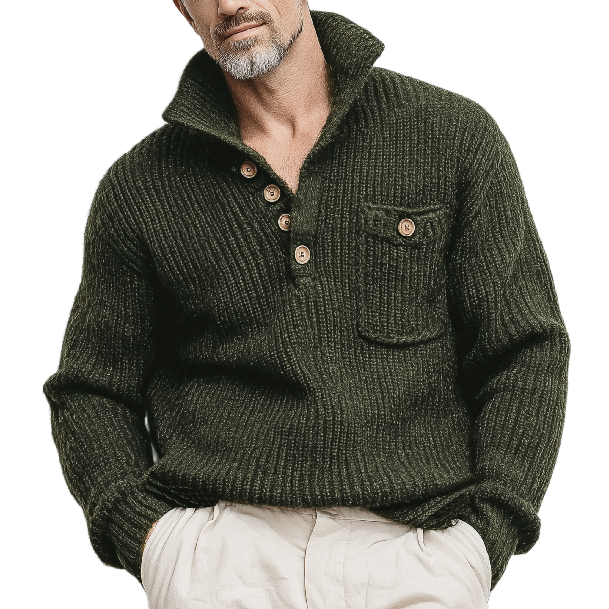 Men's Classic Casual Stand Collar Button Loose Sweater MTA2688I3K