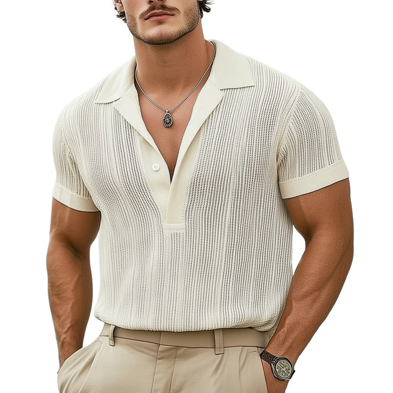 Men's Summer Classic Knitted Breathable POLO Neck T-Shirt MTA2982D2U