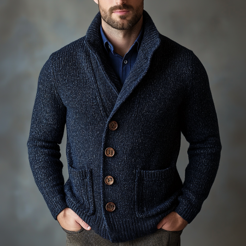 Men's Retro Stand Collar Button-Up Cardigan MTA0741K1X