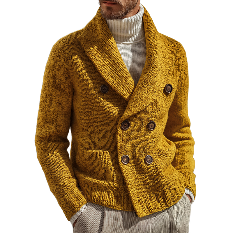 Men's Vintage Casual Knit Double Breasted Cardigan Jacket MTA2178J1TO