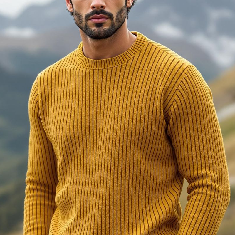 Men's Solid Color Round Neck Long Sleeve Sweater MTA1102I1Z