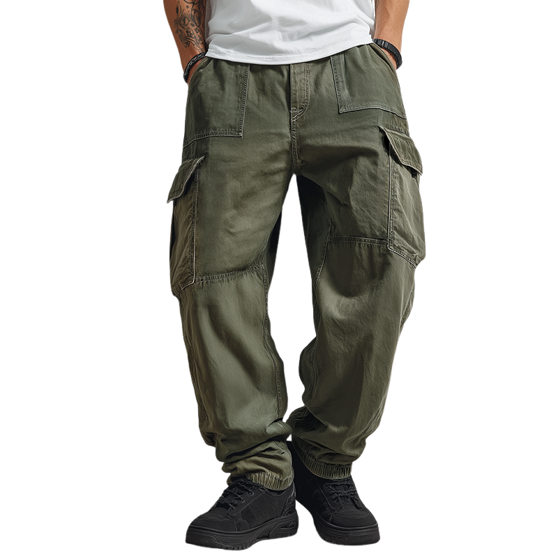 Men's Retro Casual Cotton Washed Cargo Pants MTA3085J7TO