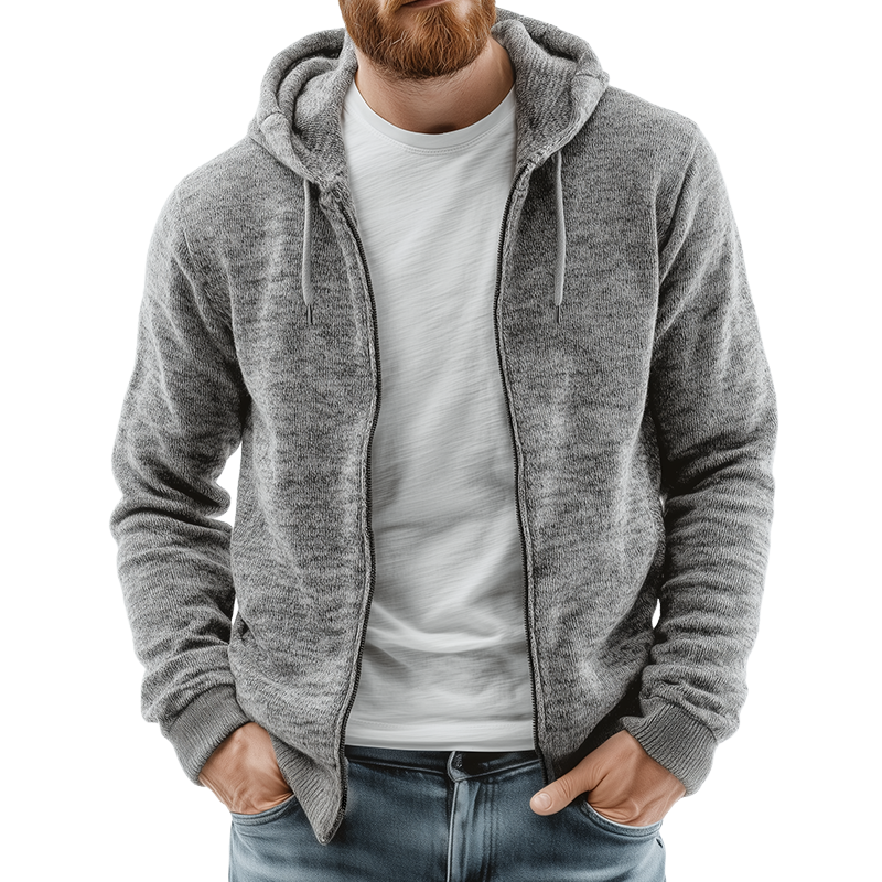 Men's Retro Casual Knitted Hooded Zip-Up Cardigan Jacket MTA2401K4TO