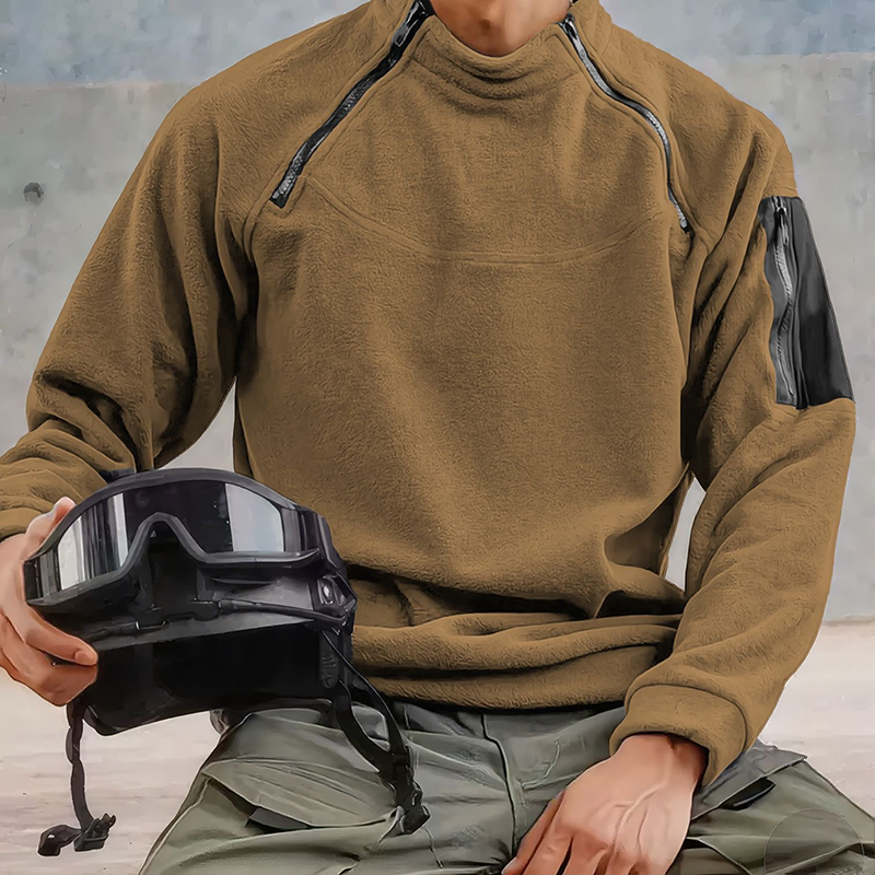 Men's Outdoor Zipper Fleece Crew Neck Pullover Sweatshirt MTA1326H4X