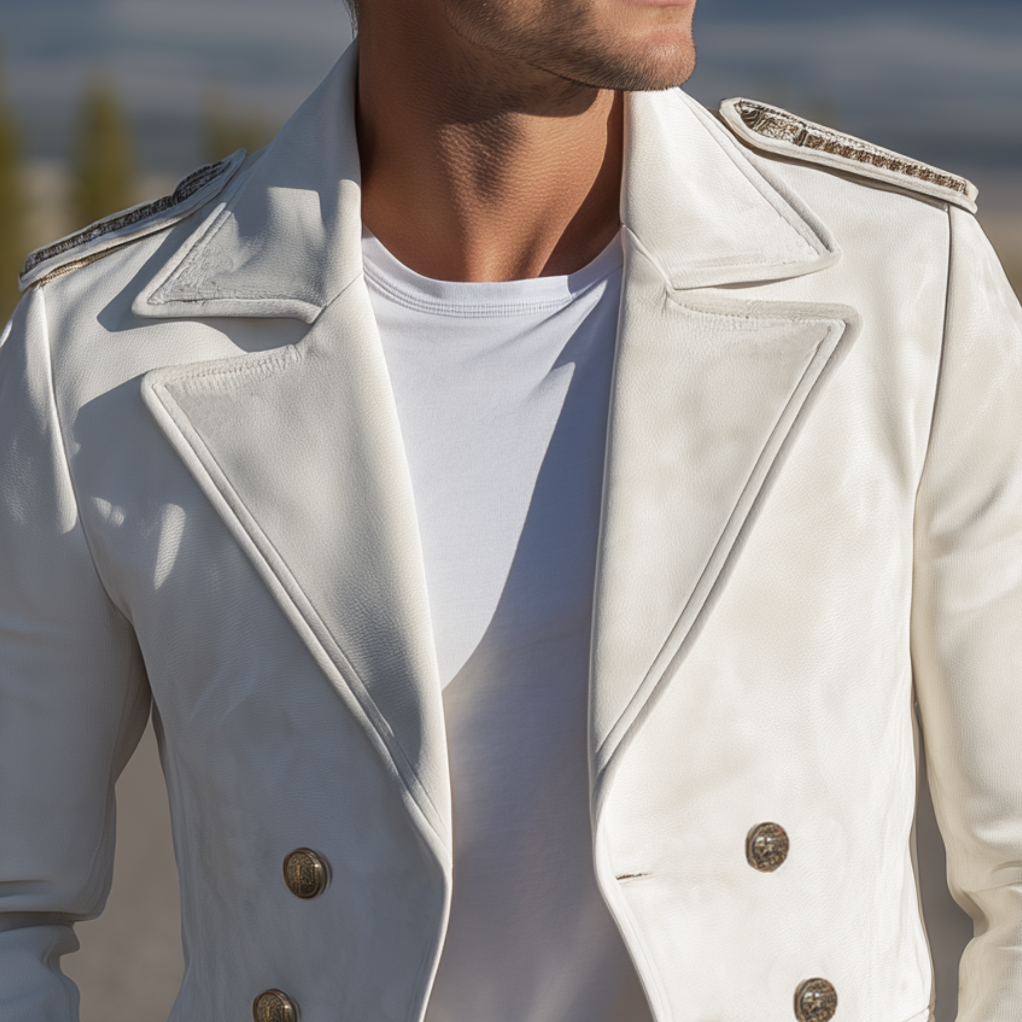 Men's Classic Retro Western Lapel Suede Cropped Double Breasted Jacket MTA0840H9K