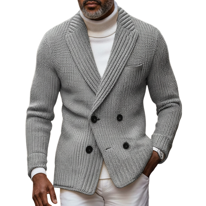 Men's Classic Notched-lapel Double-breasted Knitted Cardigan MTA1975I1U