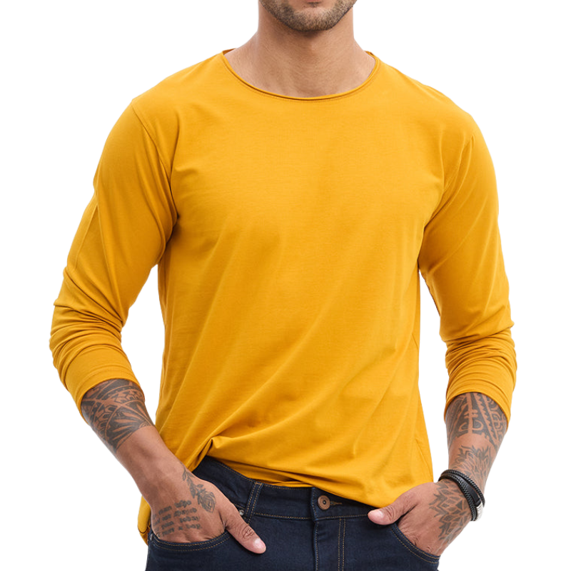 Men's Casual Solid Color Round Neck Long Sleeve T-Shirt 53595085F