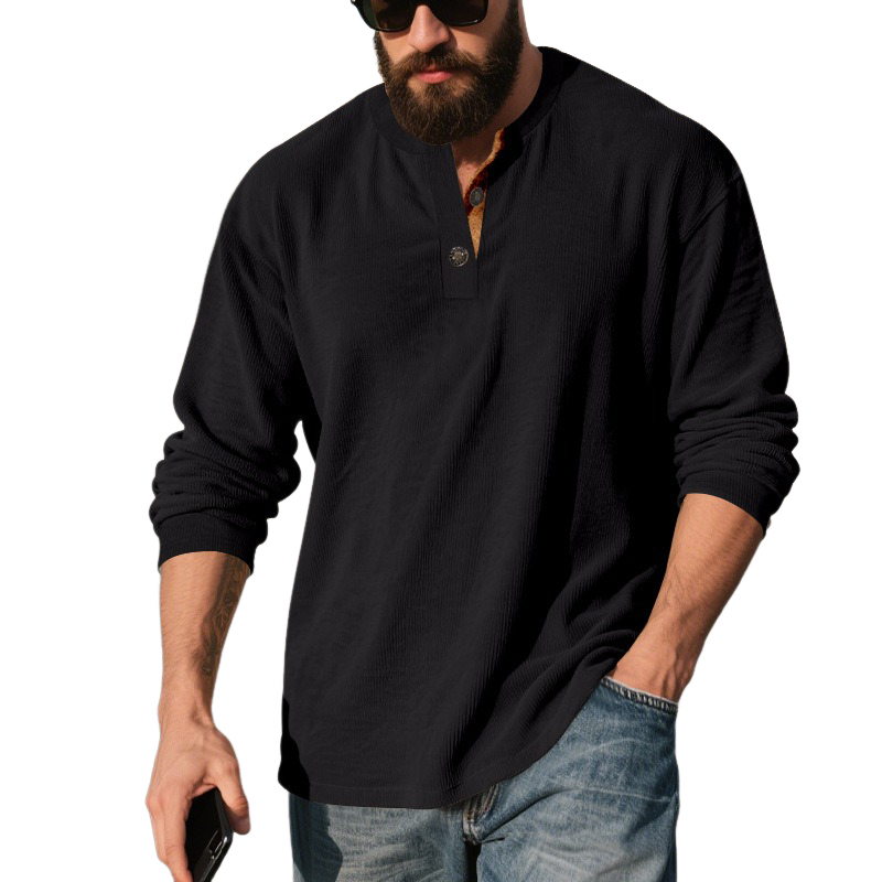 Men's Corduroy Henley Long Sleeve Sweatshirt MTA2915H1X