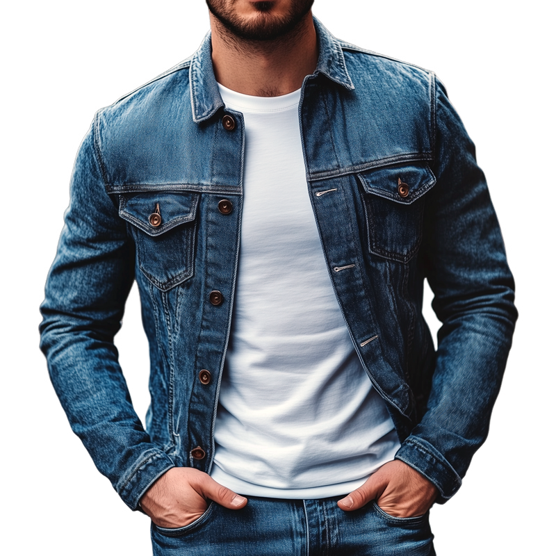 Men's Fashion Distressed Lapel Single Breasted denimjakke 37091886Z