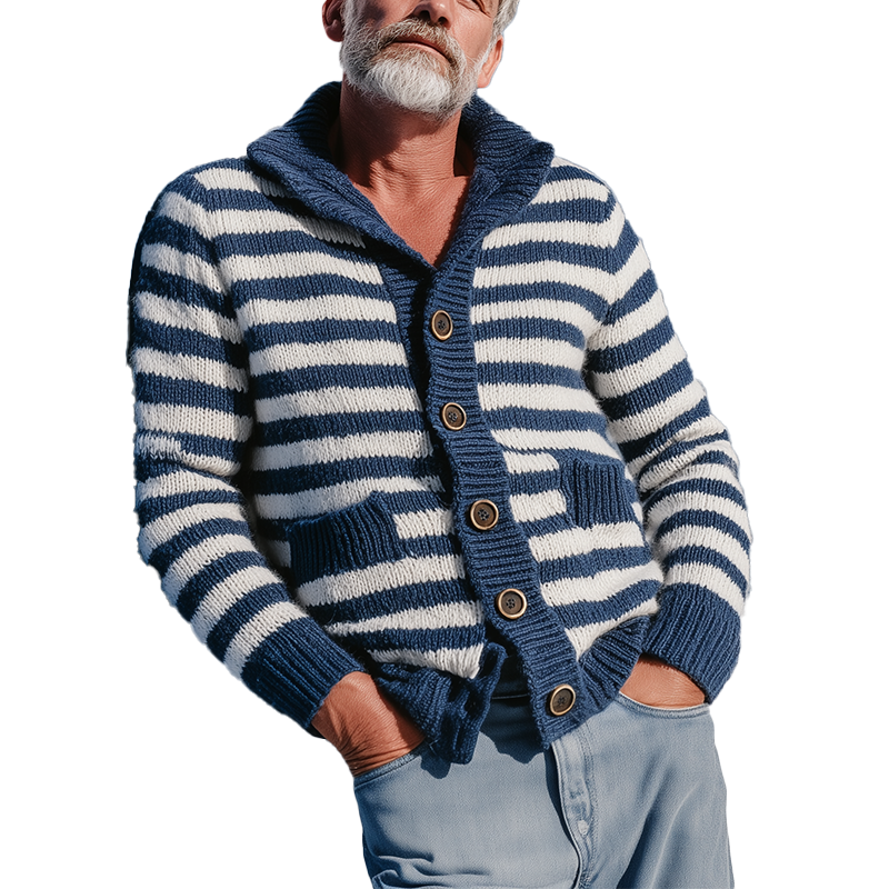 Men's Winter Fashion Striped Cotton Knitted Sweater Cardigan MTA2278I8P