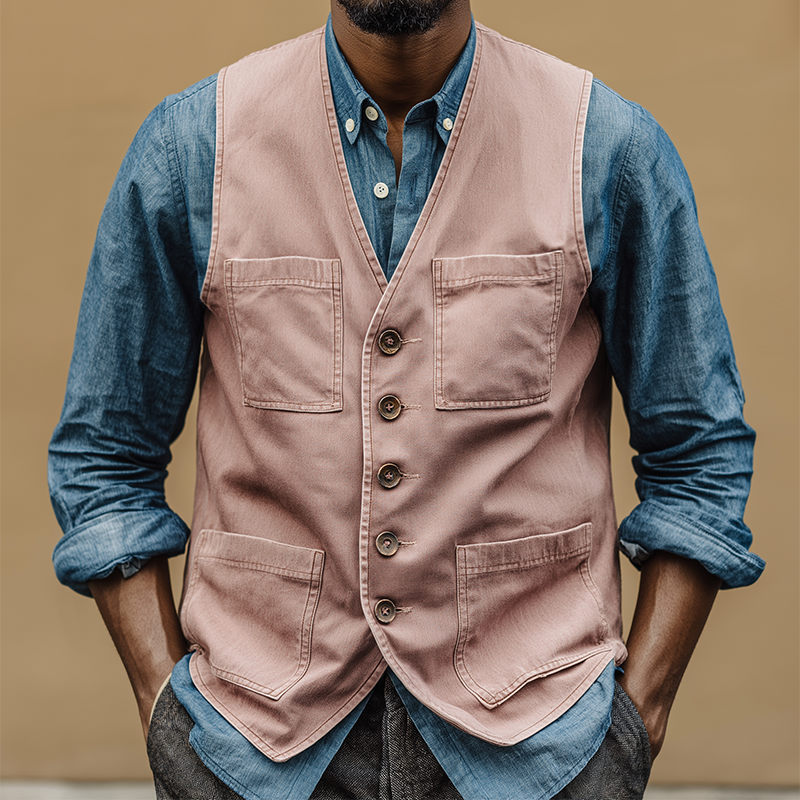 Men's Vintage Casual Cotton Vest  MTA2583H7TO