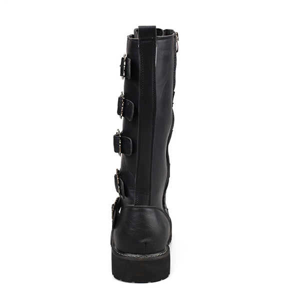 MEN'S LACE UP METAL SKULL BUCKLE DESIGN LACE UP BOOTS MTA1716G2I