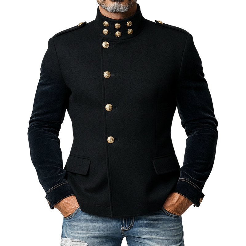 Men's Solid Color Stand Collar Button Slim Fit Jacket MTA1383K8X