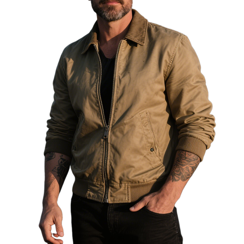 Men's Retro Casual Wilderness Washed Short Lapel Jacket MTA1624G3TO