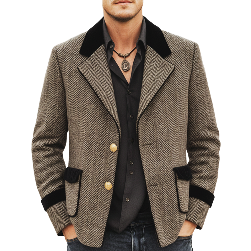 Men's Classic Color-block Faux Wool Two-button Jacket MTA2077L4U