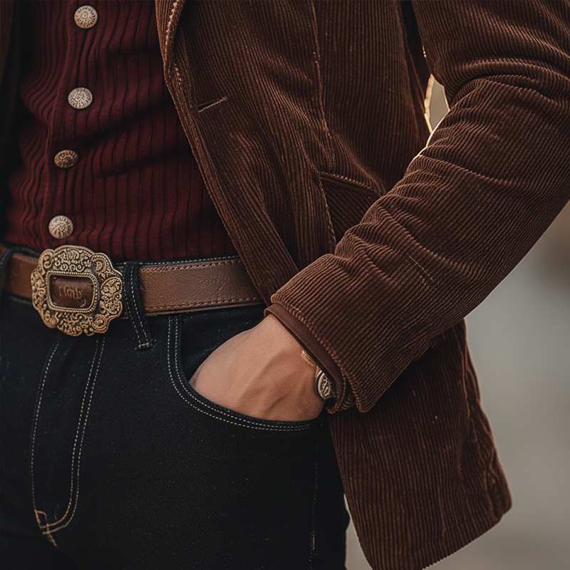 Men's Winter Retro Embroidered Corduroy Button Jacket MTA2119K8P