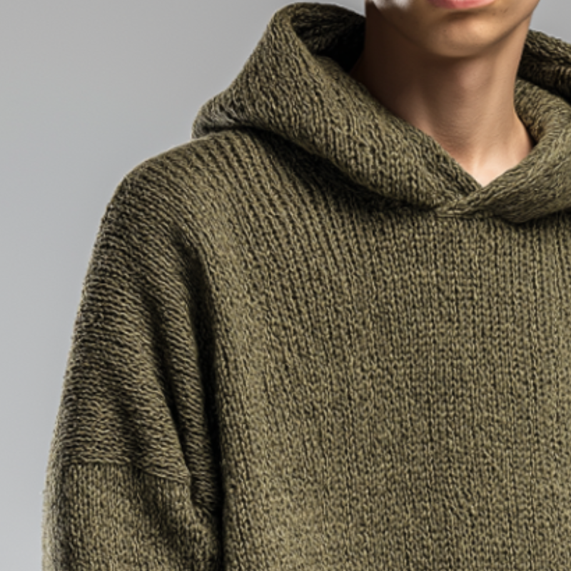 Men's Retro Casual Solid Color Knit Hoodie MTA0120I1TO