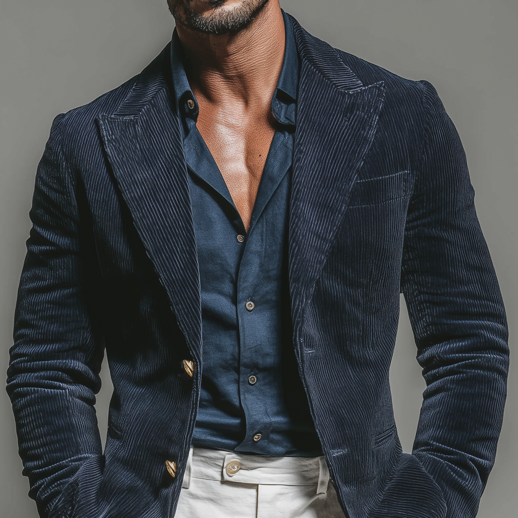 Men's Classic Retro Single-breasted Corduroy Slim-fit Blazer MTA2654K8K