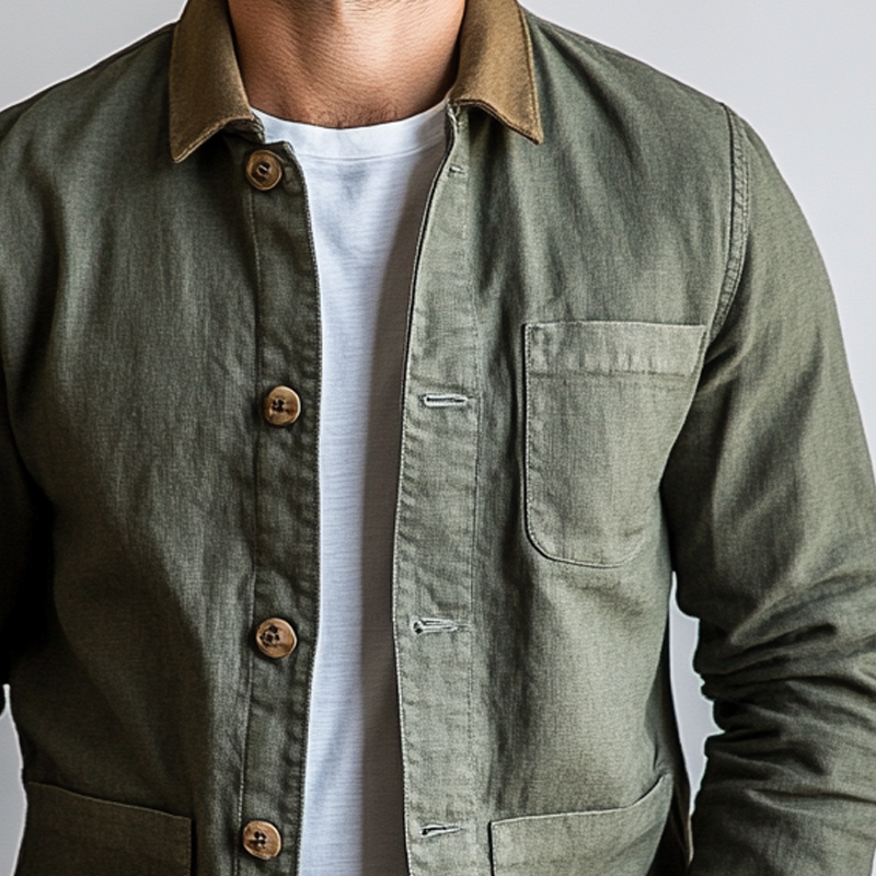 Men's Casual Contrast Lapel Cotton Blend Single-Breasted Jacket MTA2206I4X