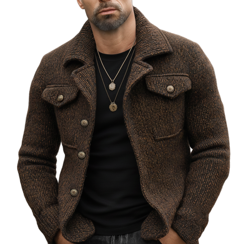 Men's Urban Retro Button-Up Thick Knit Jacket MTA1575K3U