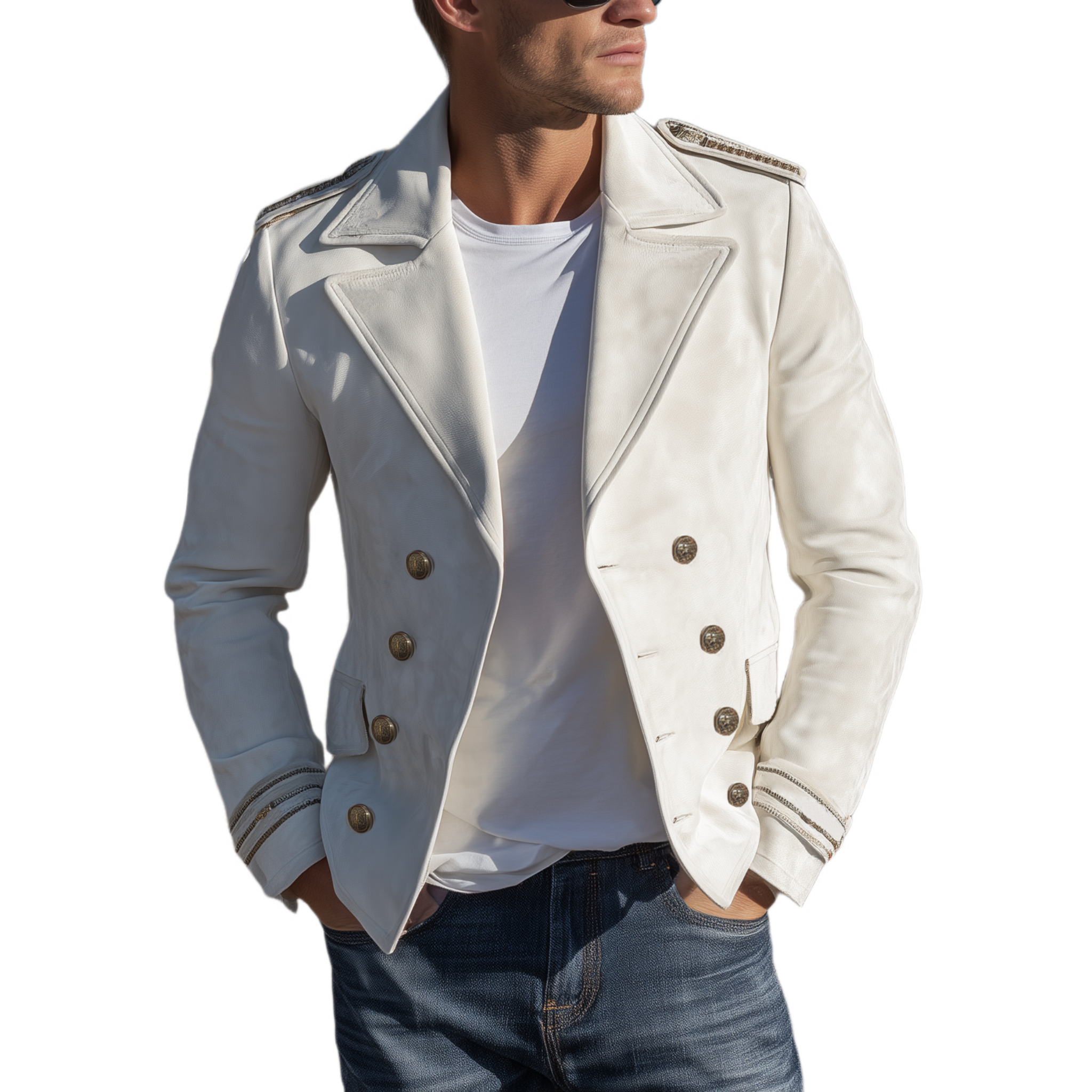 Men's Classic Retro Western Lapel Suede Cropped Double Breasted Jacket MTA0840H9K