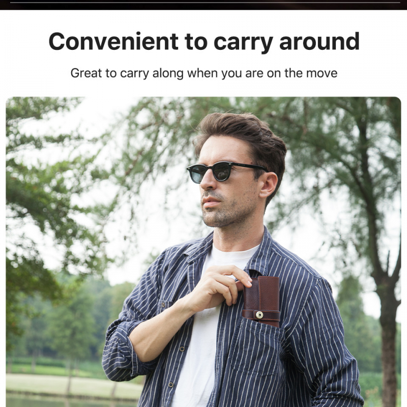 Men's Portable Handmade Top Layer Cowhide Magnetic Buckle Glasses Storage Bag 75623401K