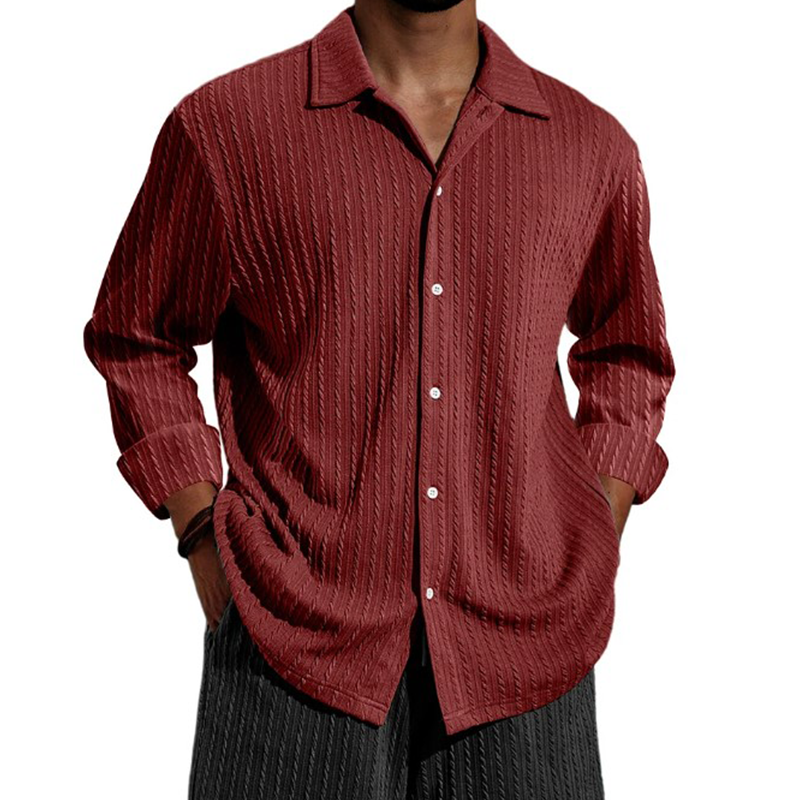 Men's Jacquard Woven Long-Sleeved Shirt MTA3074G6P