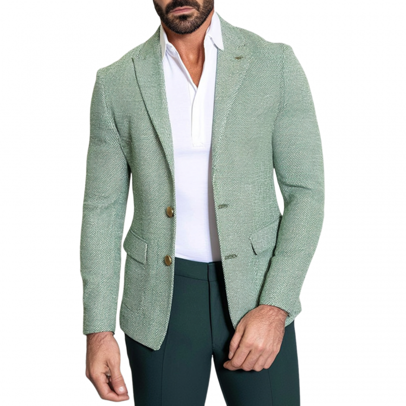 Men's Vintage Elegant Twill Jacquard Notched Lapel Single Breasted Slim Fit Blazer MTA2378G6M