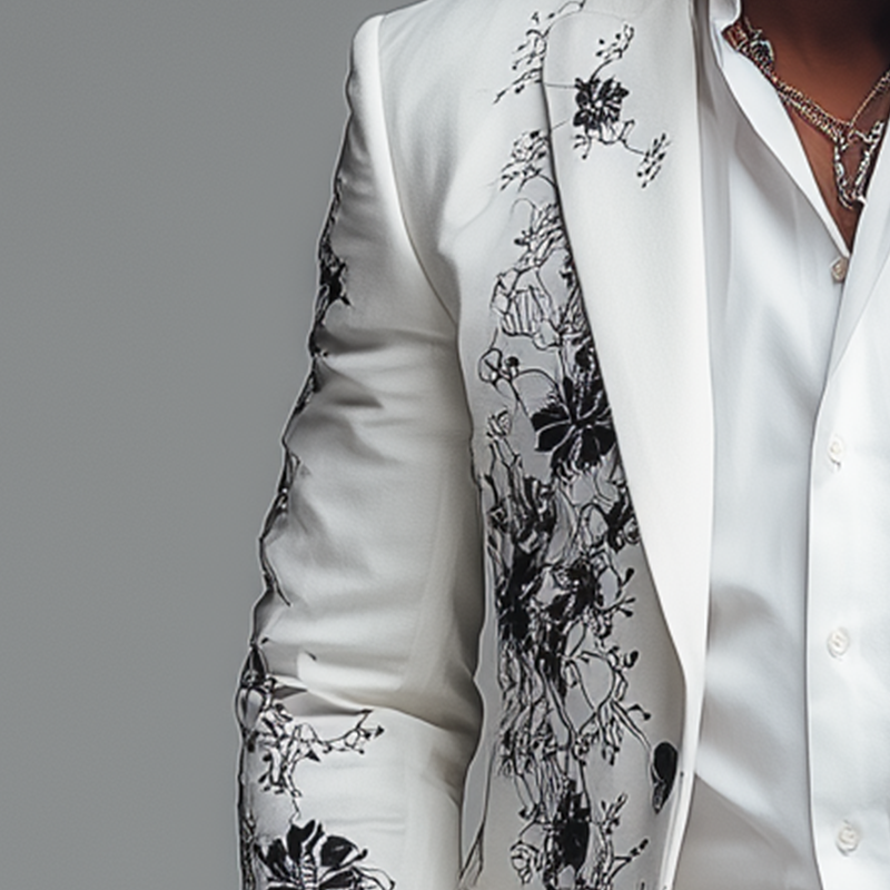 Men's Fashion Simple Printed Blended Suit Jacket MTA1859H0P