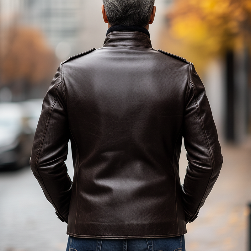 Men's Vintage Distressed PU Faux Leather Button-up Jacket MTA1654L1P