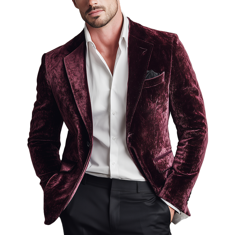 Men's Vintage Elegant Velvet Banquet Blazer MTA1551H0P