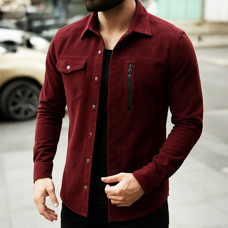 Men's Casual Vintage Suede Lapel Long-sleeved Shirt Jacket MTA0664H5TO