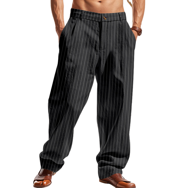 Men's Casual Striped Straight Loose Casual Pants MTA1321F1X