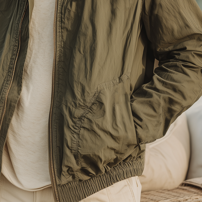 Men's Classic Military Green Stand-up Collar Zip-up Jacket MTA2919I7U