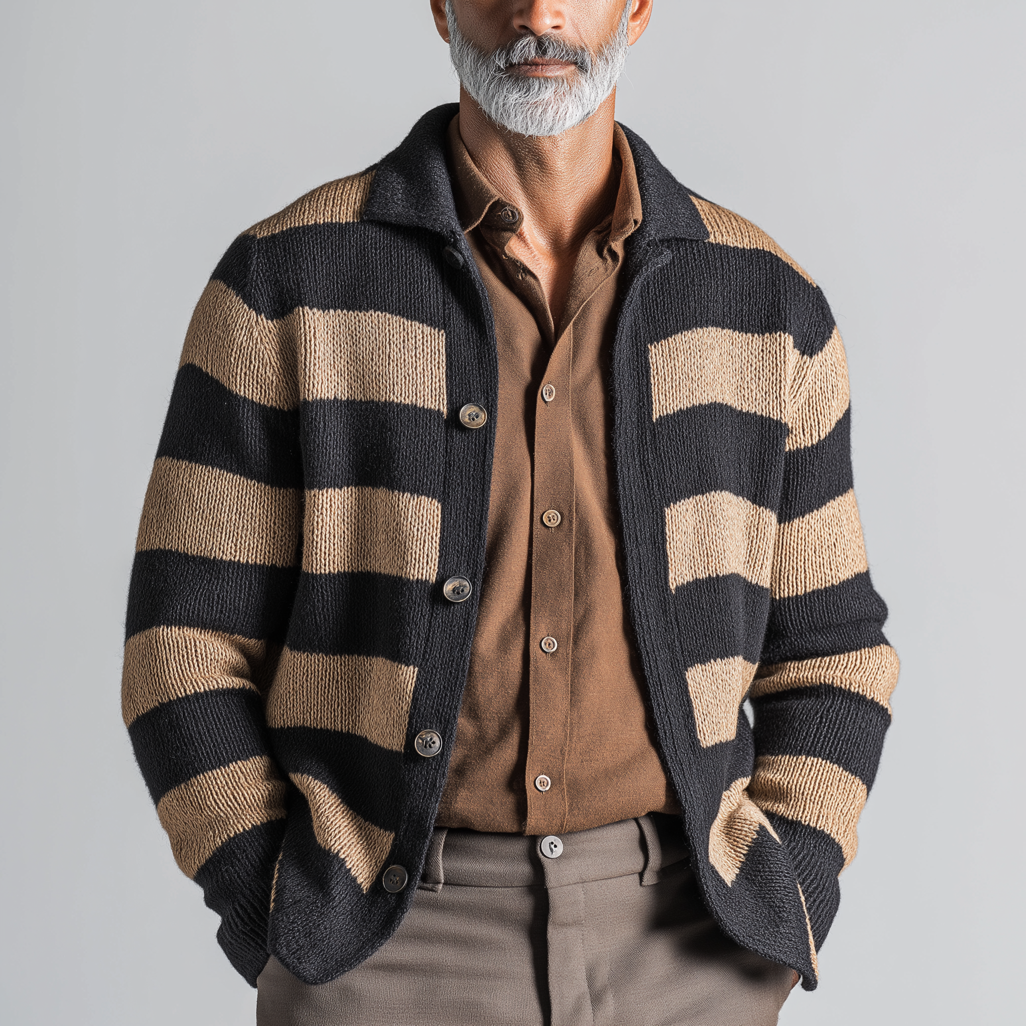 Men's Winter Fashion Striped Knitted Cardigan MTA0144I8P