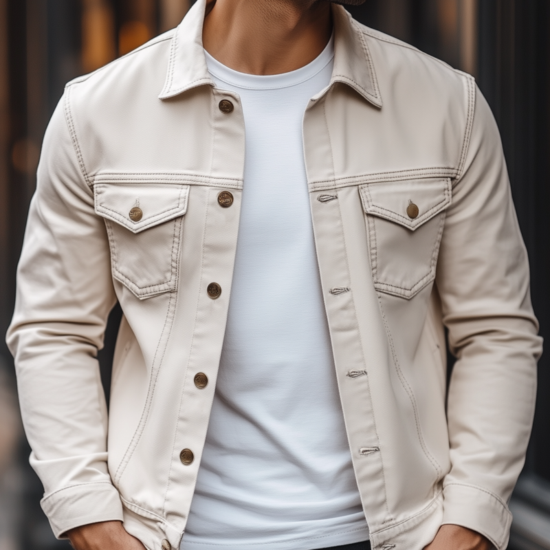 Men's Casual Solid Color Breathable Cotton Lapel Single Breasted Slim Fit Jacket MTA0688H4M