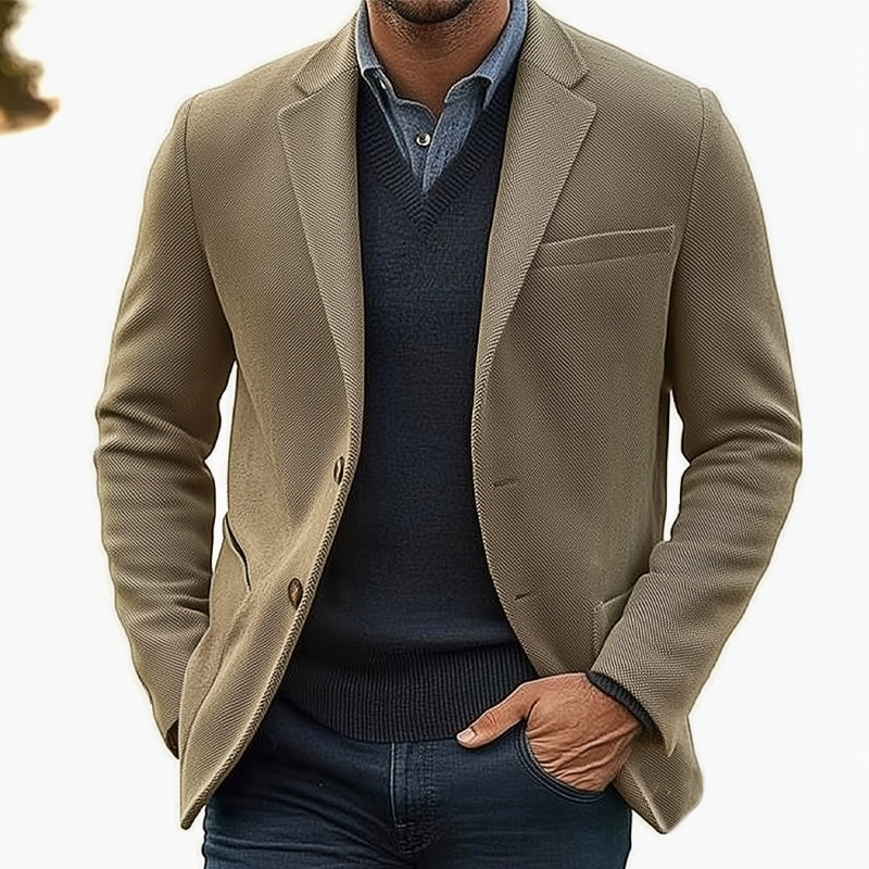 Men's Business Notched Lapel Twill Two-button Blazer MTA0889H9U