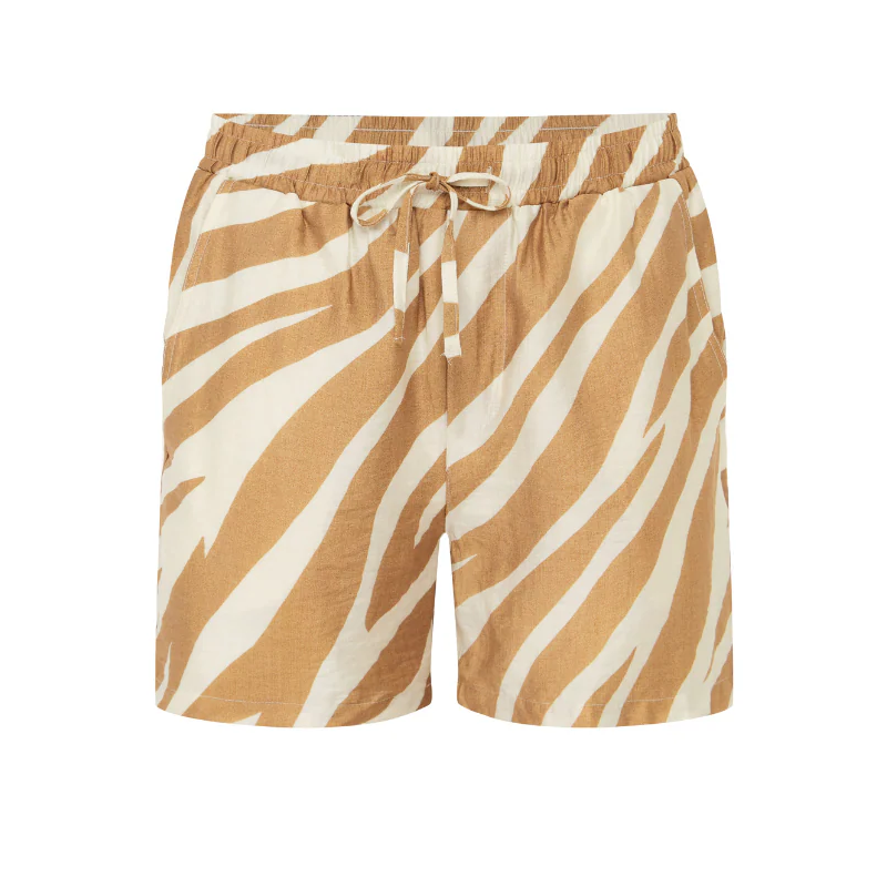Herre vår- og sommermote, uformelt, sebrastripete skjorte med korte ermer, silkebomull, sett med shorts i elastisk midje, MTA0588G8K