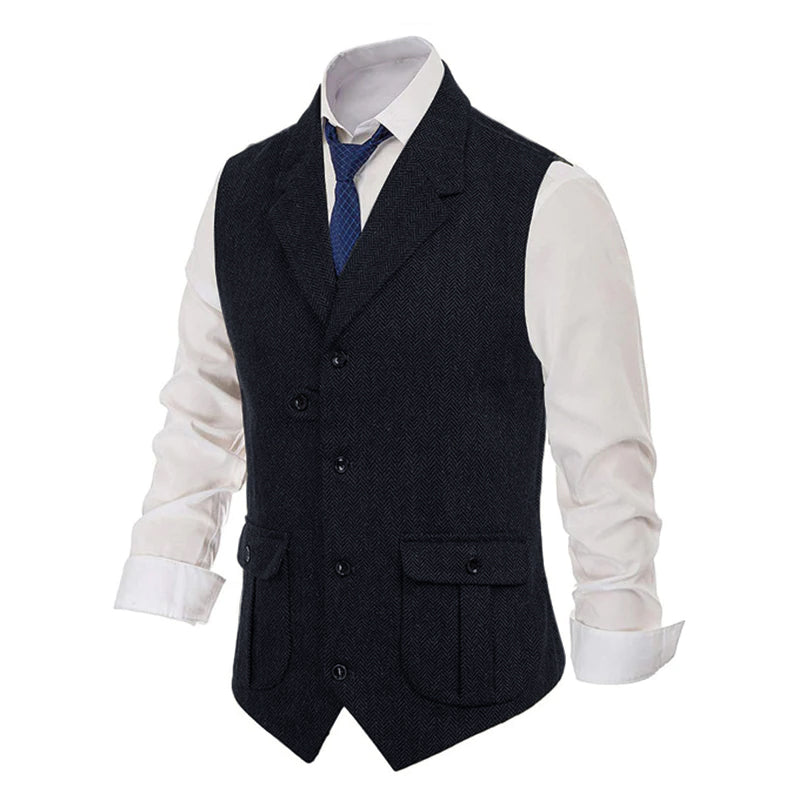 Men's Notch Lapel Single Breasted Casual Suit Vest 54373223Z