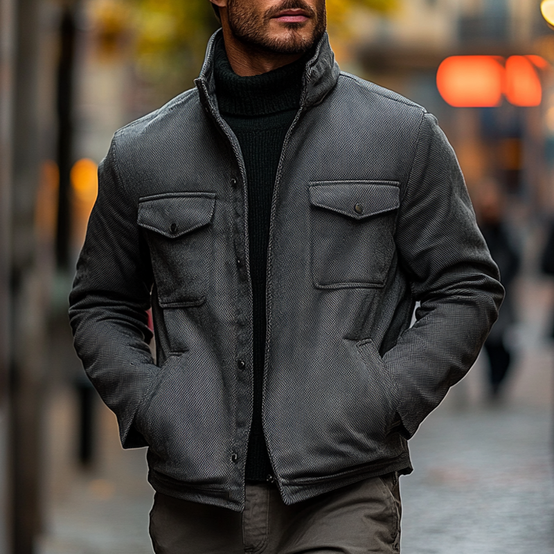 Men's Casual Solid Color Single Breasted Lapel Jacket MTA0889I1X