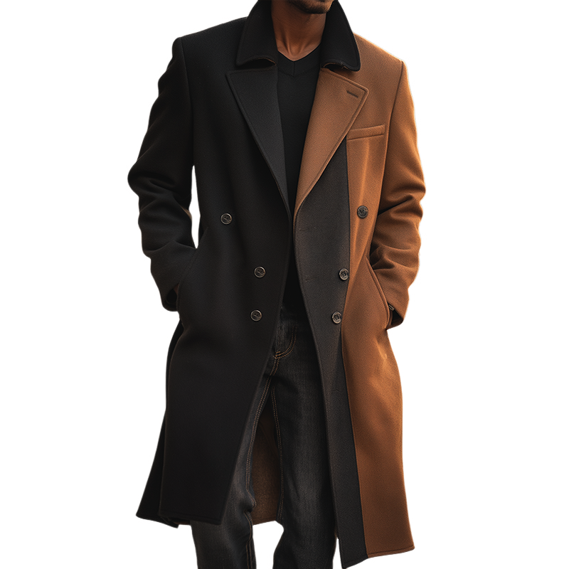 Men's Retro Casual Street Colorblock Lapel Coat MTA2583H5TO
