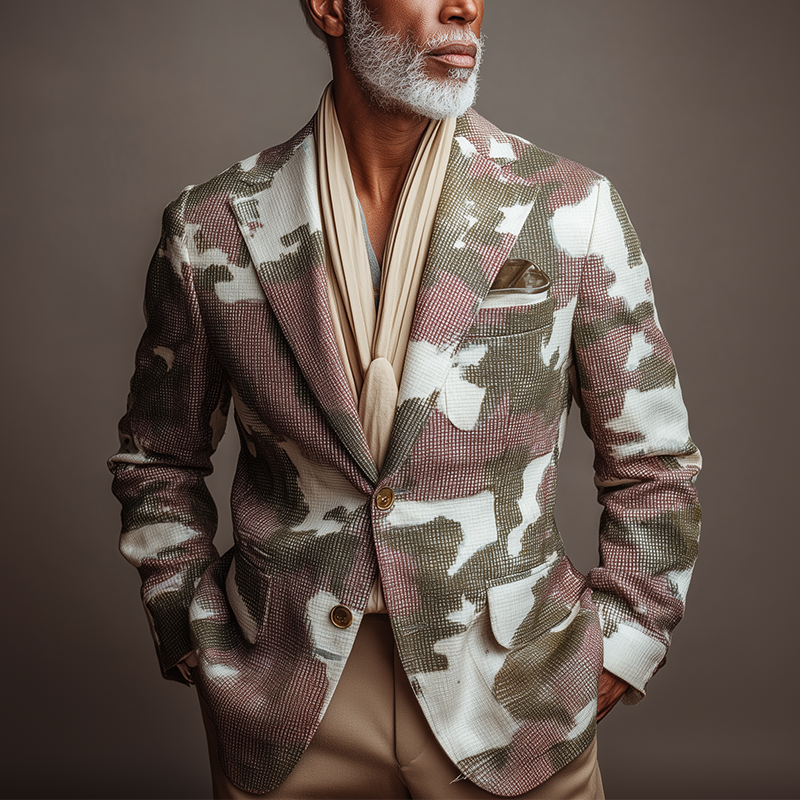 Men's Stylish Camouflage Print Suit Jacket MTA1169H2P