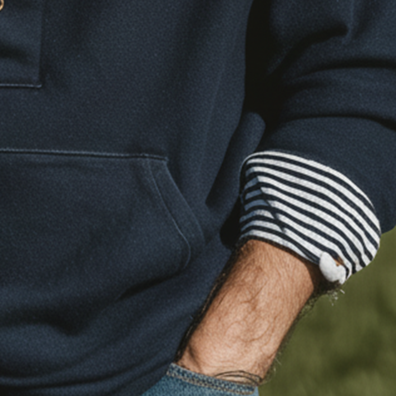 Men's Autumn Fashion Sailor Collar Large Pocket Cotton Blended Sweatshirt MTA1862I3P