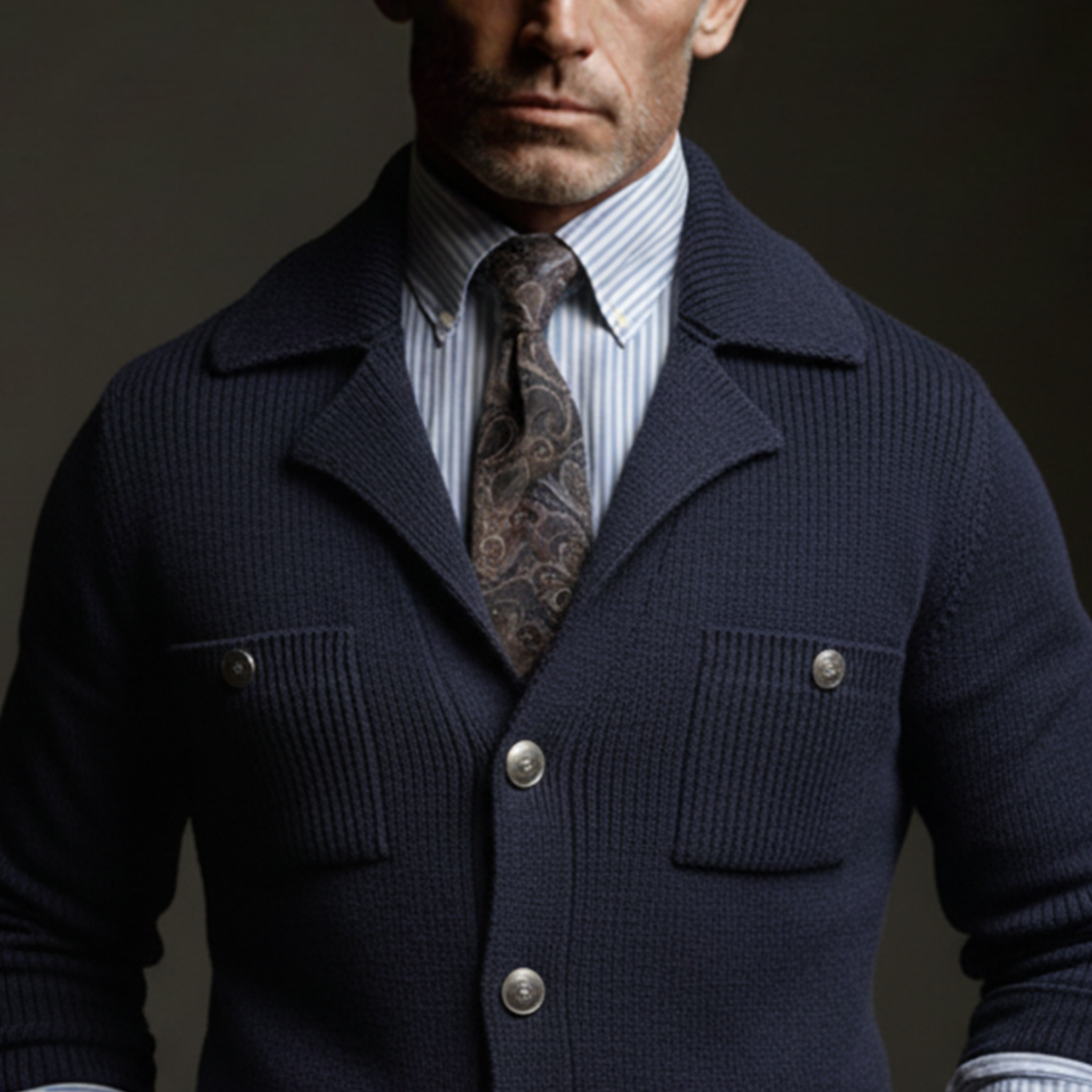 Men's Classic Business Multi-Pocket Knit Cardigan MTA1550K1K