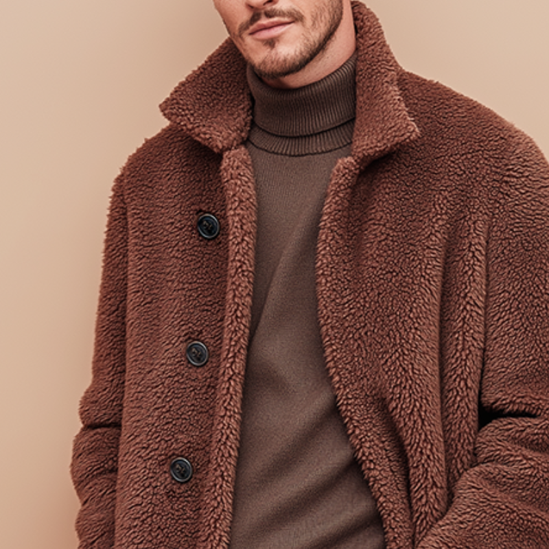 Men's Retro Casual Polar Fleece Warm Mid-Length Coat MTA2379I9TO