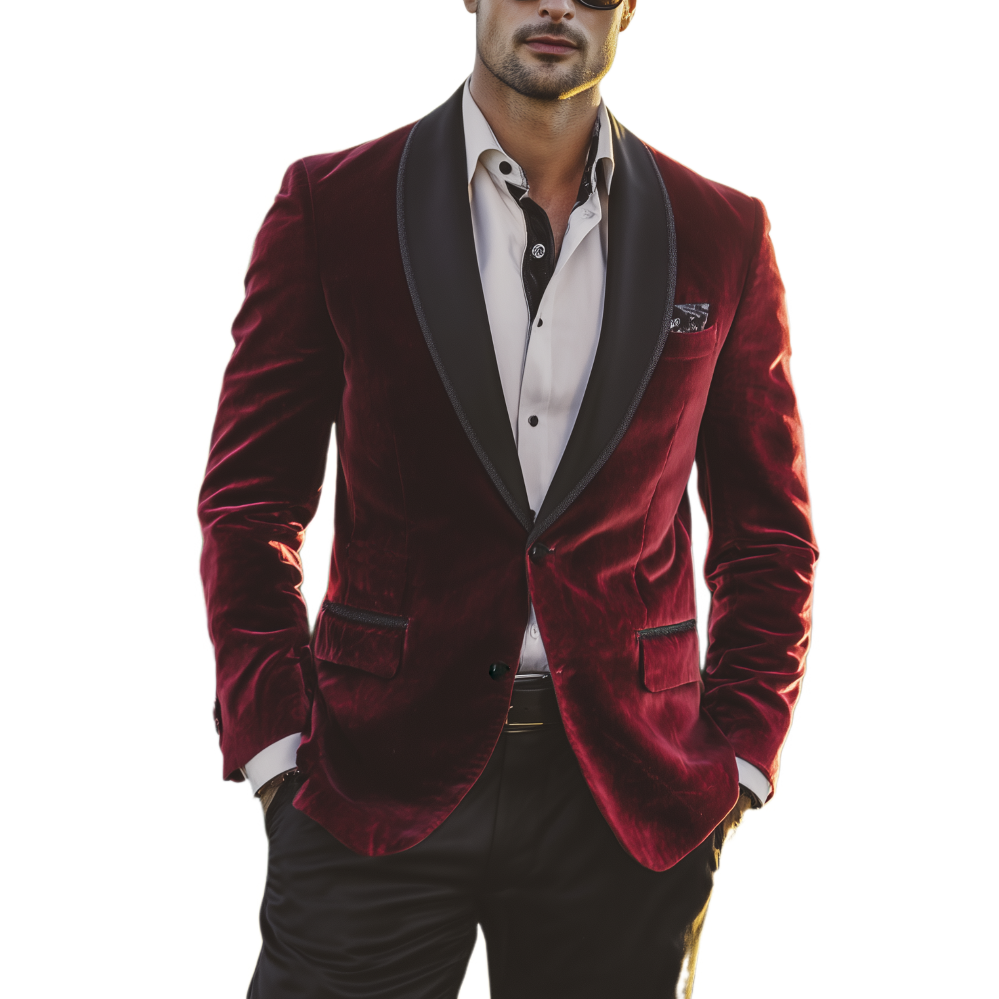 Men's Classic Retro Formal Occasion Party Satin Collar Single-breasted Slim Velvet Blazer MTA1179H3K