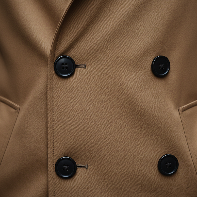 Men's Simple Retro PU Faux Leather Collar Cotton Blend Trench Coat(with Belt) MTA0454K7P