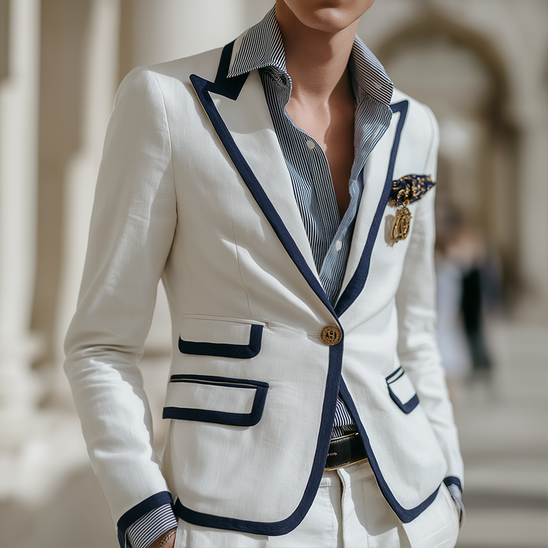 Men's Vintage Casual Cotton Elegant Stitching Blazer MTA2868G3TO