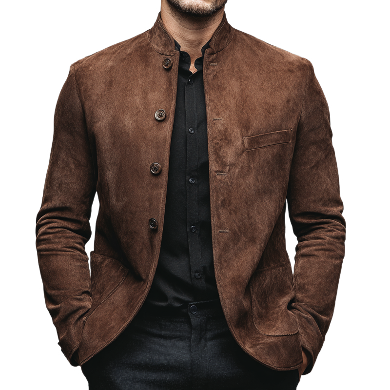 Men's Vintage Faux Suede Stand Collar Jacket MTA0614H9X
